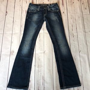 Miss Me long boot-cut cross embellished jeans 27